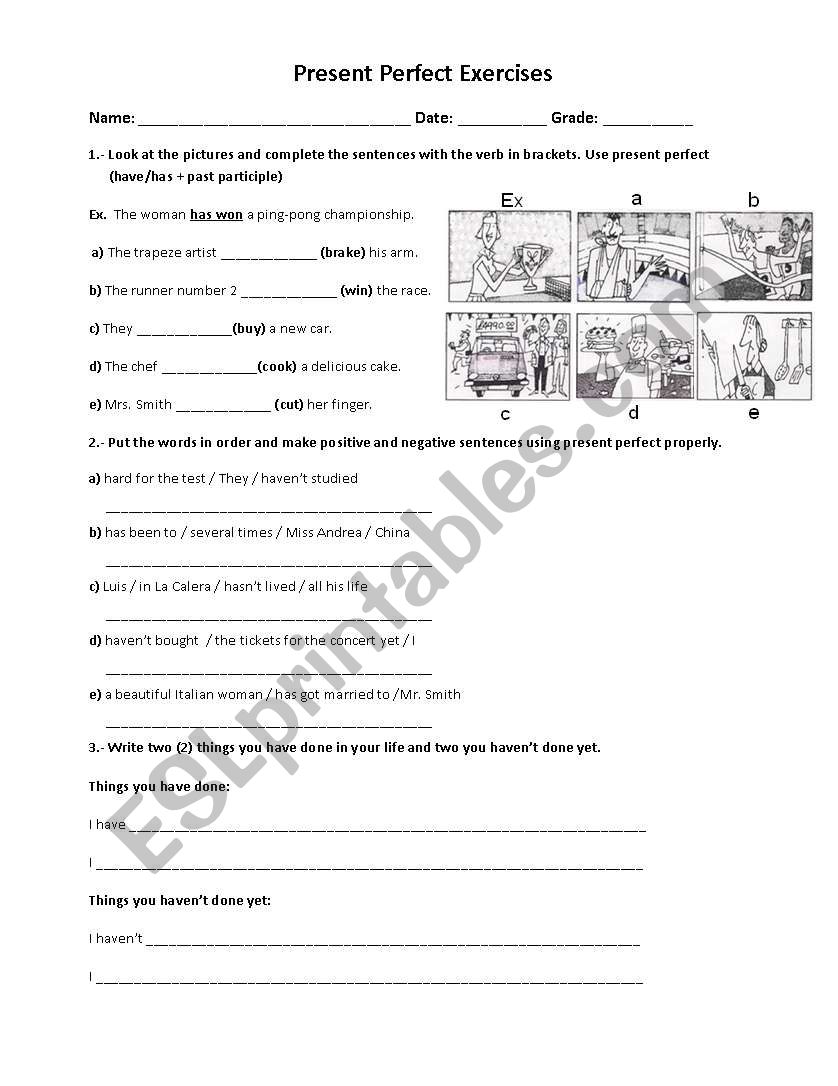 Present Perfect  worksheet