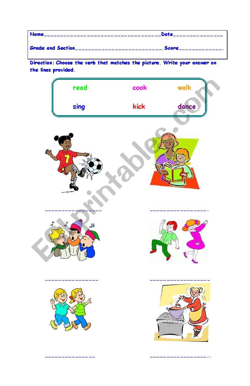 Verbs/ Action Words Grades One to Two