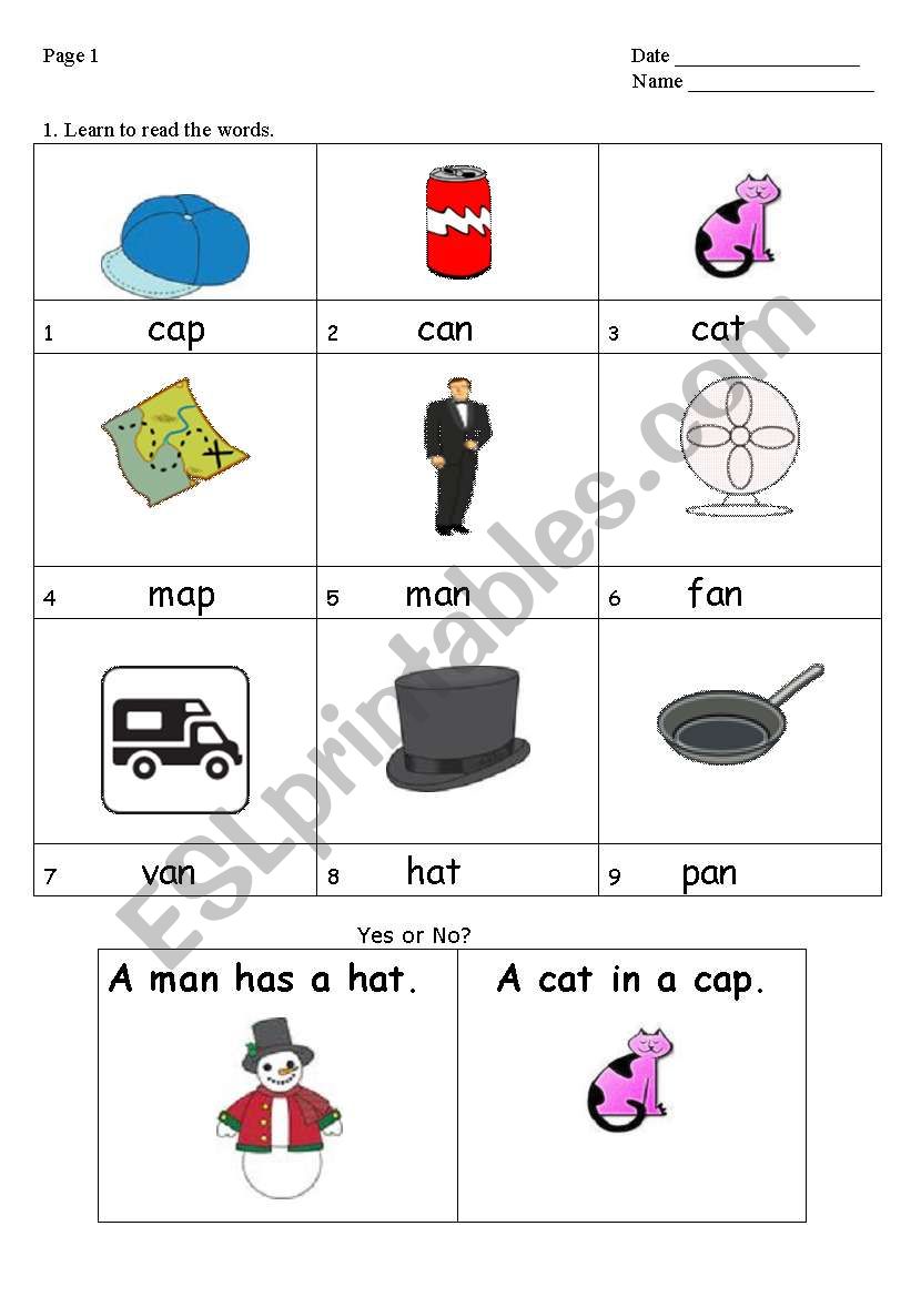 Learning reading and writing worksheet