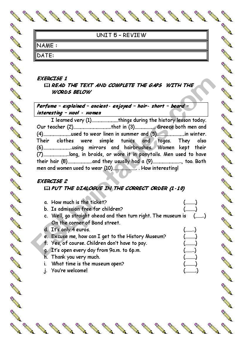 review test -  worksheet