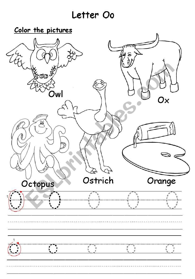 letter Oo worksheet