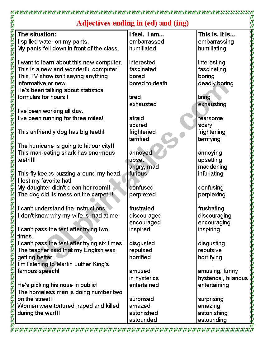 Adjectives worksheet
