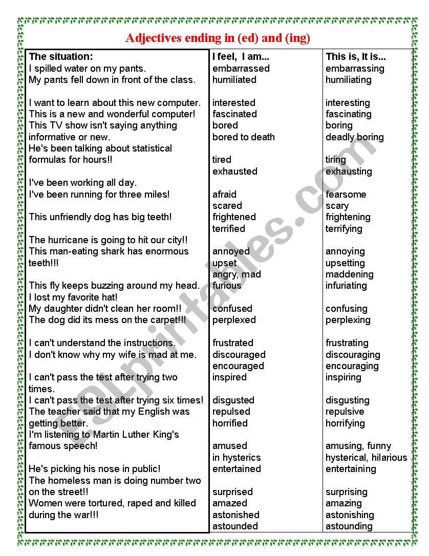 Adjectives worksheet