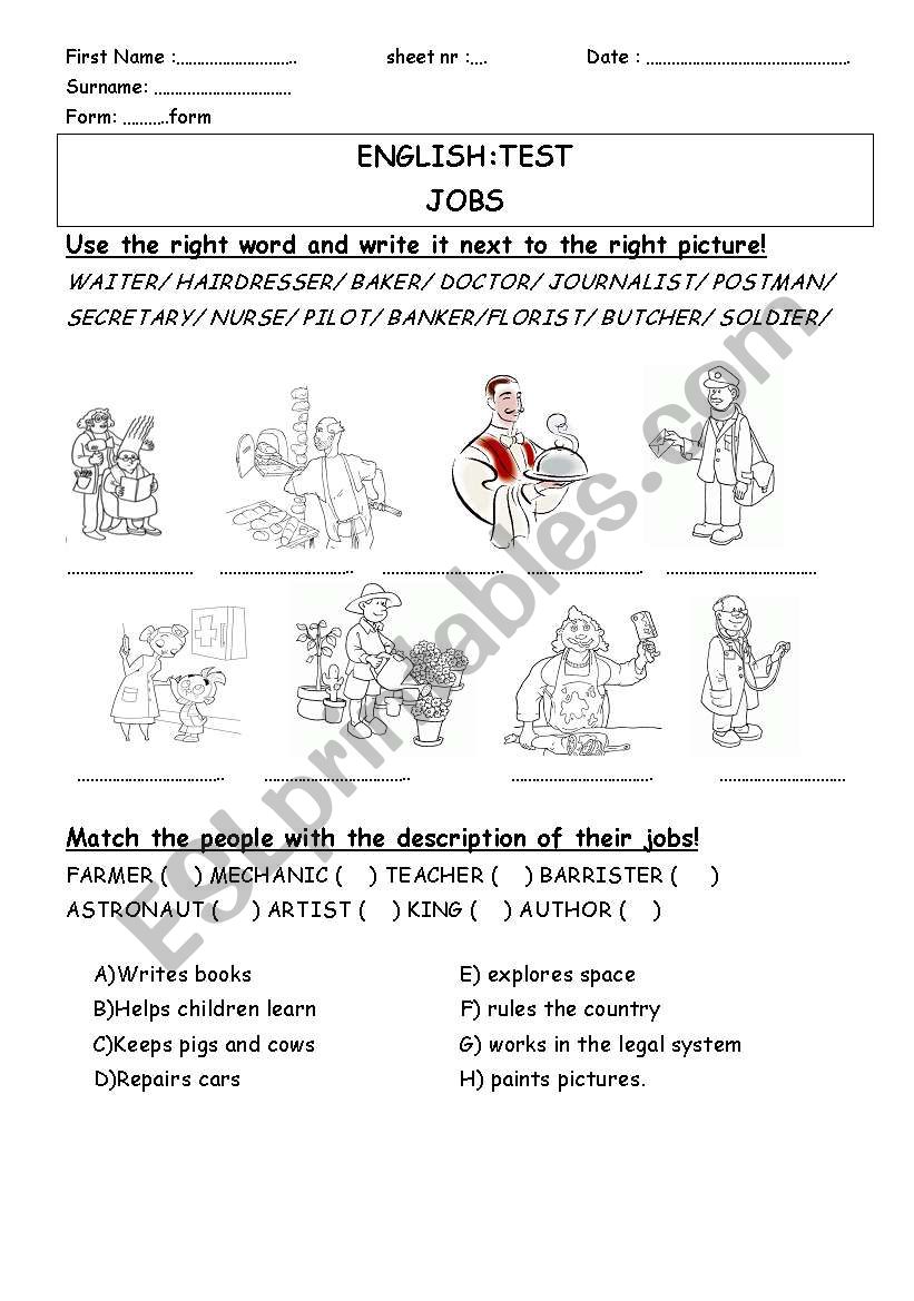 Jobs written test worksheet