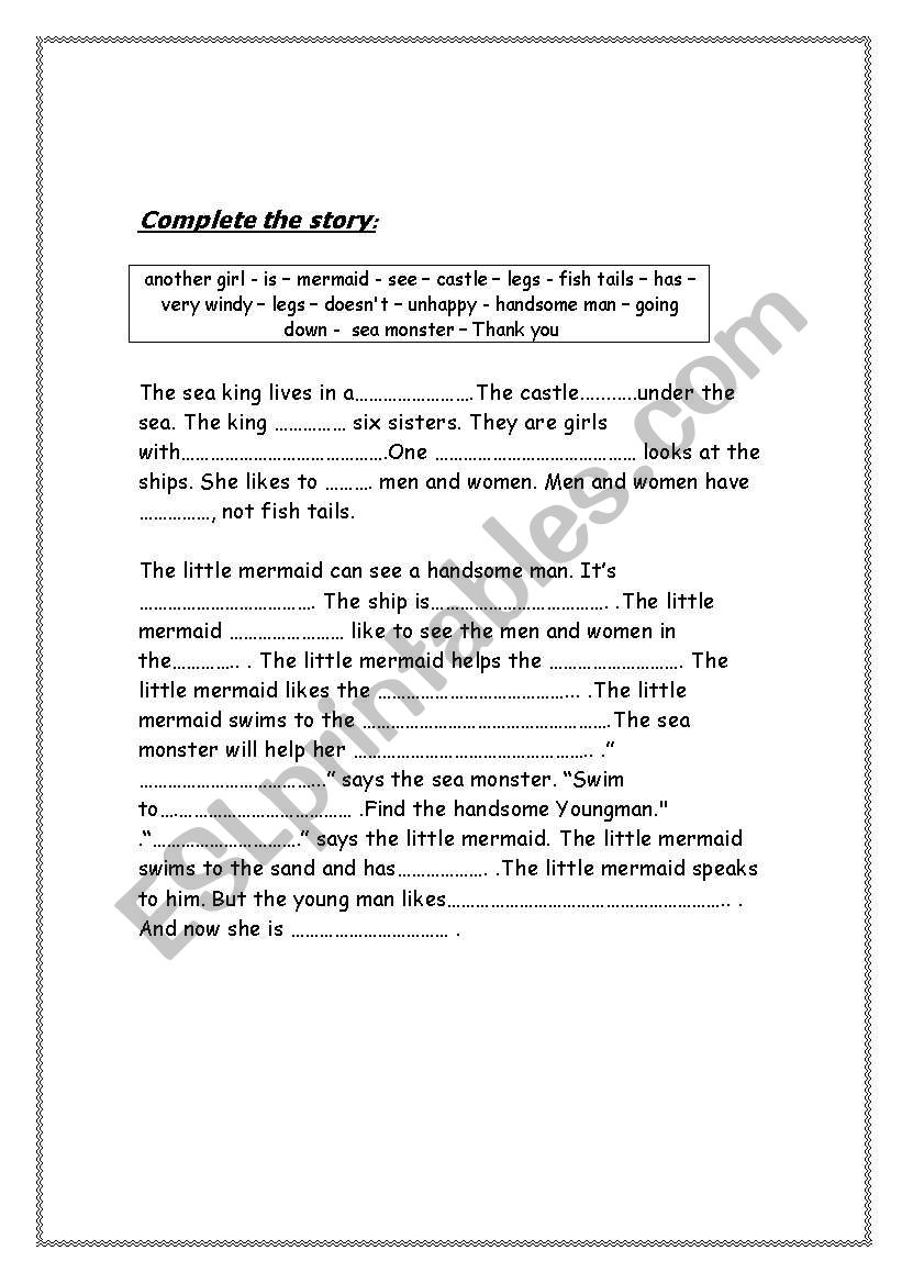 Complete the story worksheet