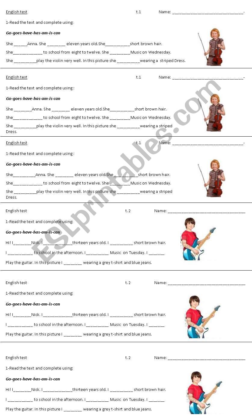 Verb To Be Go Goes Have Has Can Esl Worksheet By Marielamartinez