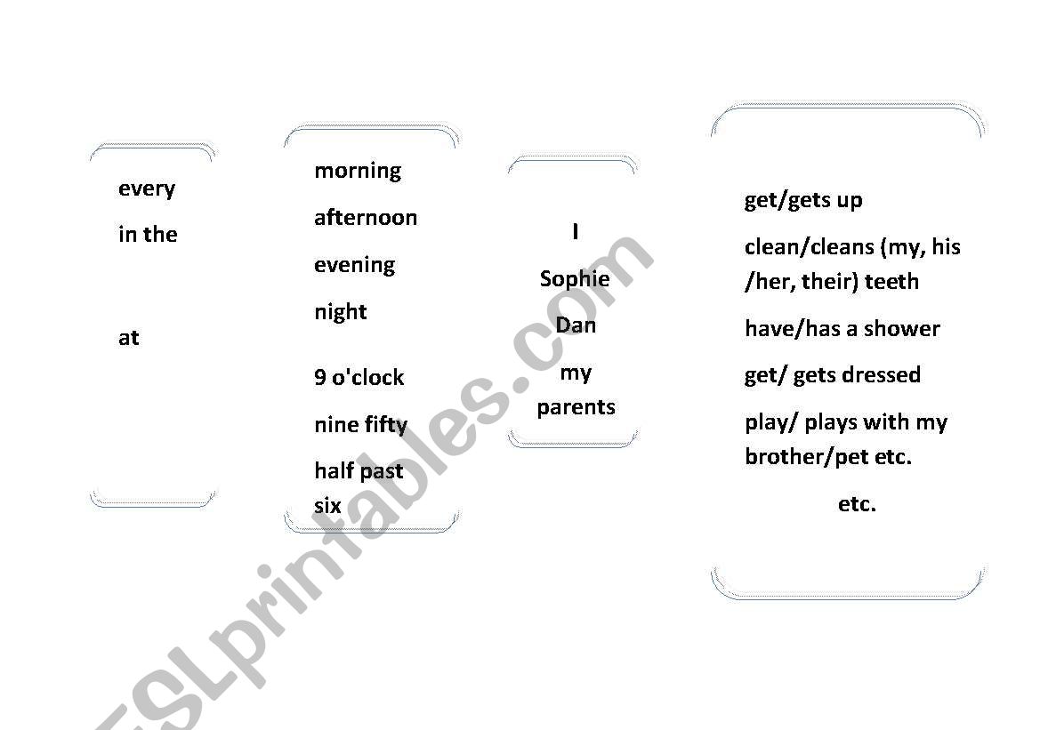 Daily Routines Sentence Building with Time expressions