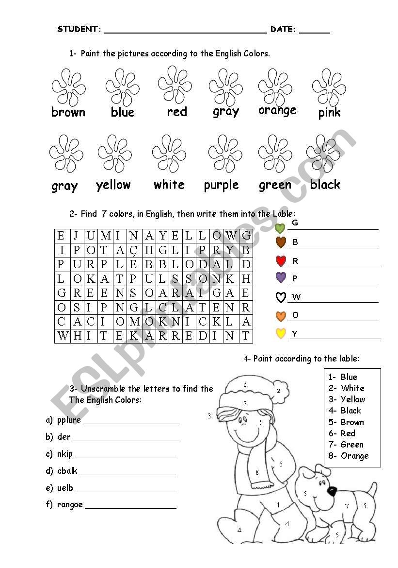 Colors worksheet