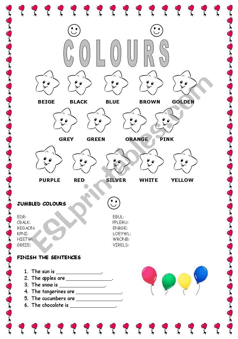 colours  worksheet