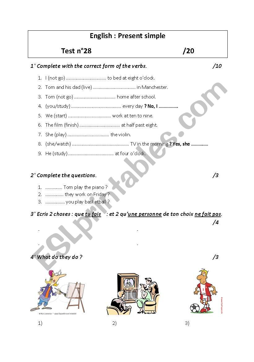 Present simple worksheet