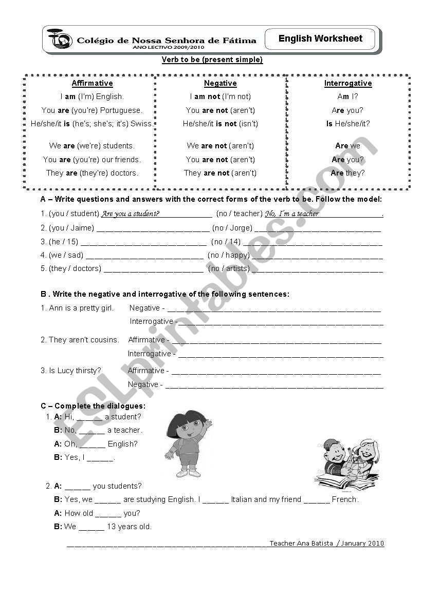 to be worksheet