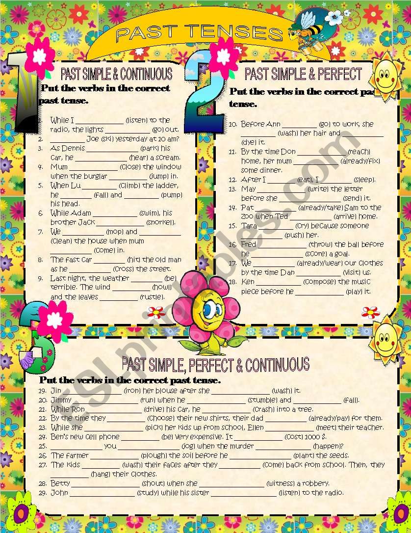 past tenses  worksheet