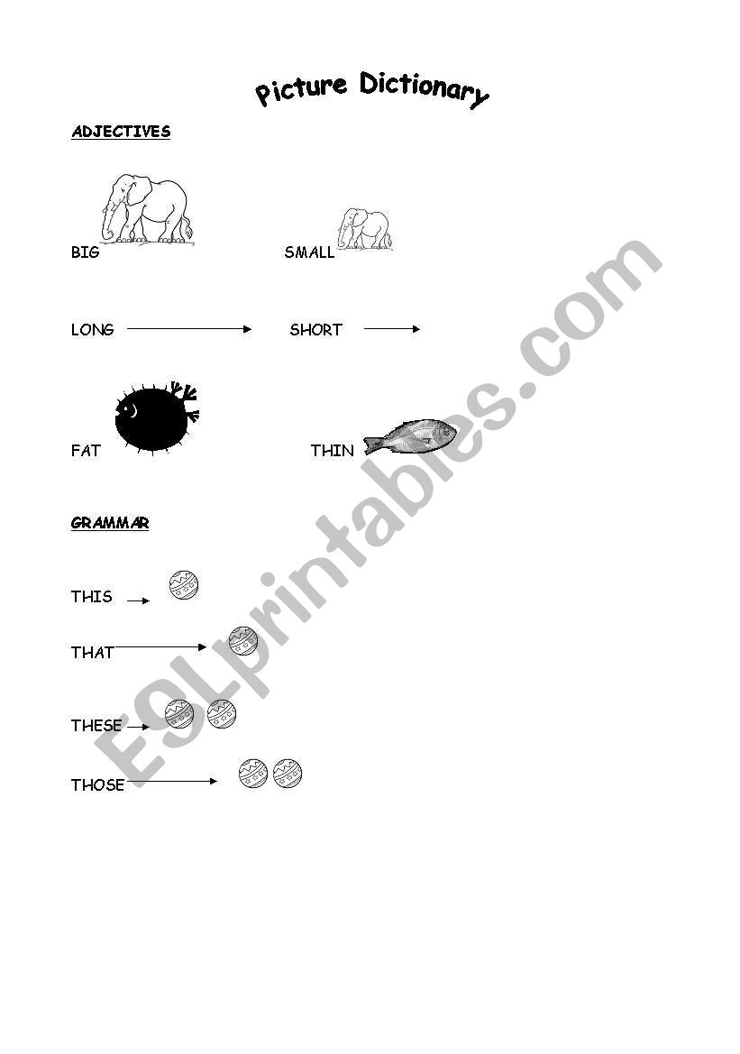 Picture dictionary worksheet