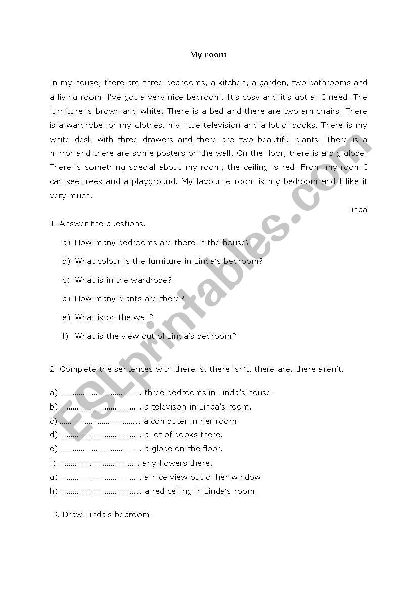 Lindas room worksheet