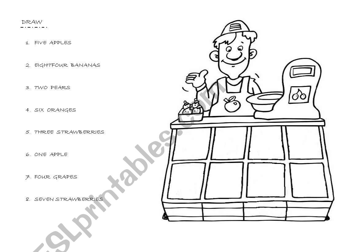 Fruit and Numbers worksheet