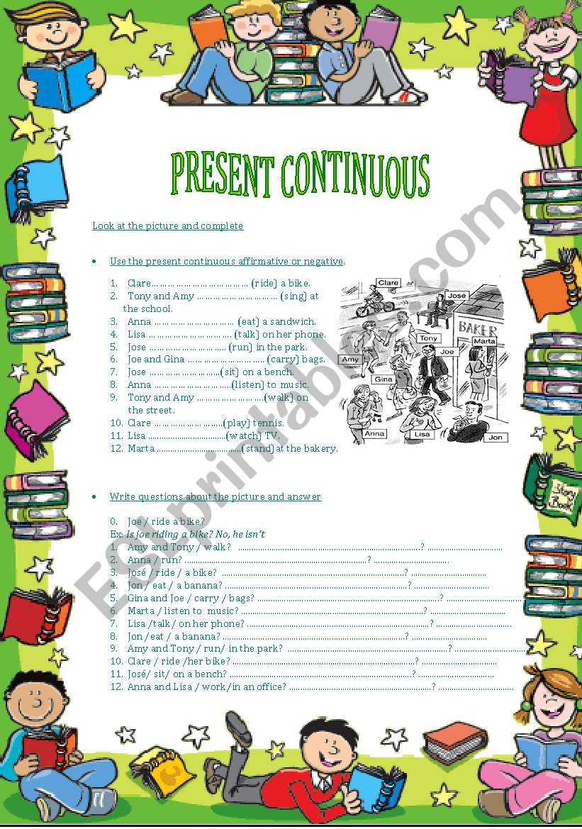 PRESENT CONTINUOUS PRACTICE worksheet