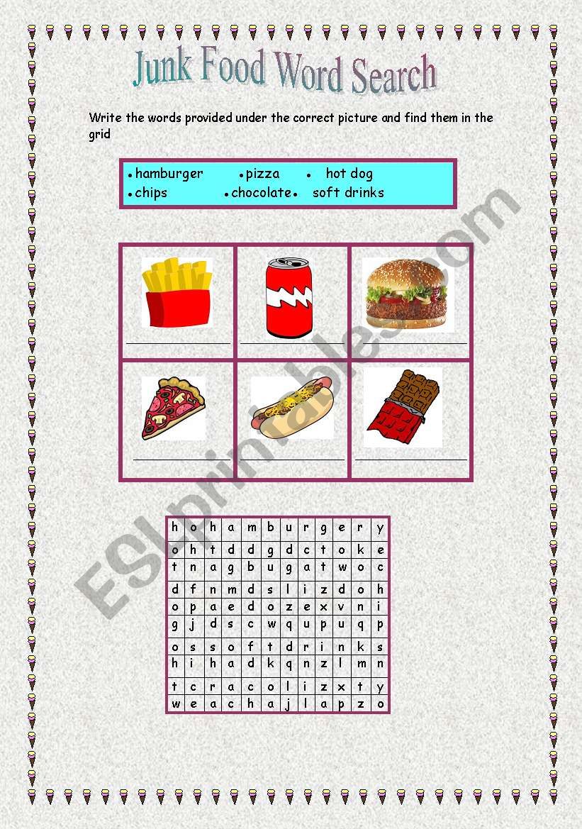 JUNK FOOD worksheet