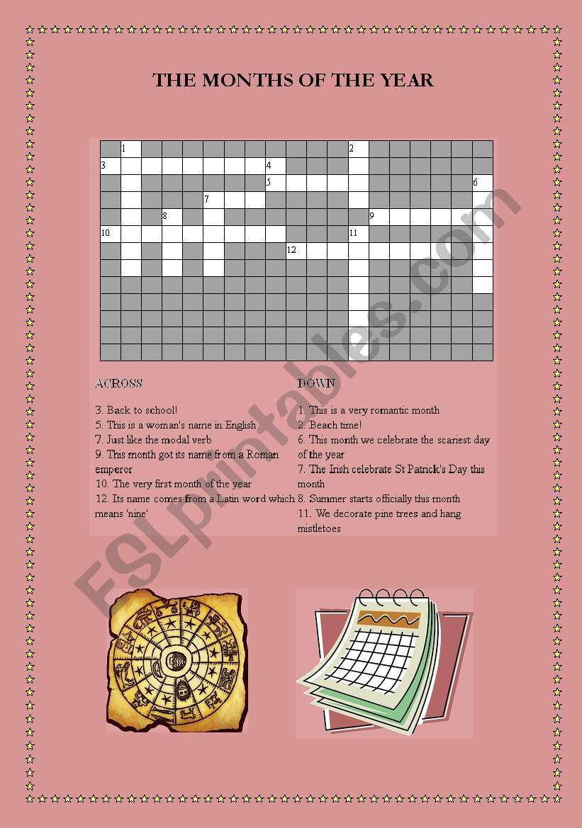 Months of the Year Crossword worksheet