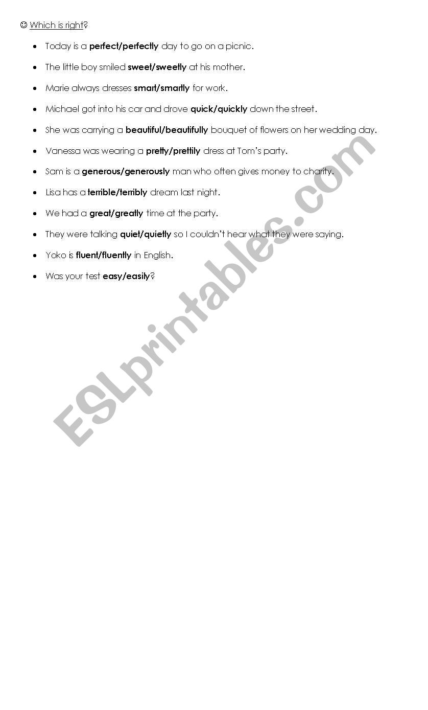 Which is right? worksheet
