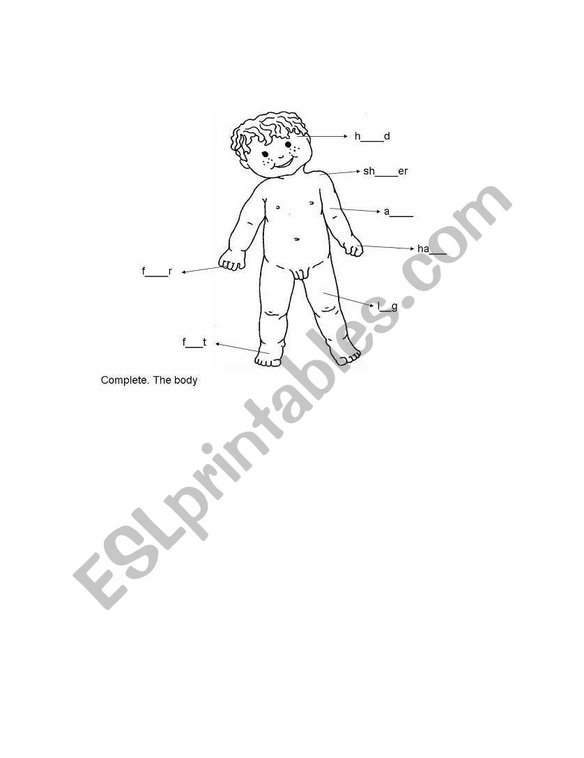 Parts of the body  worksheet