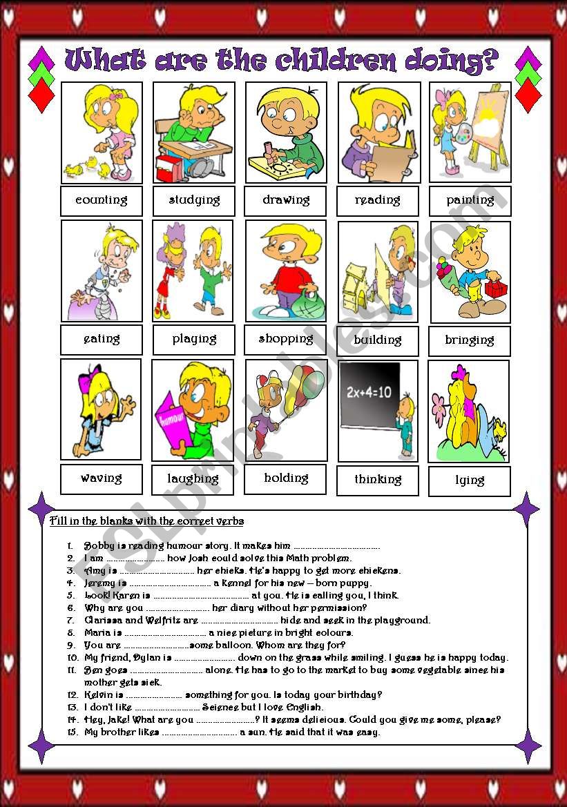 Verb Ing What Are The Children Doing ESL Worksheet By Dahlia Eva Sue