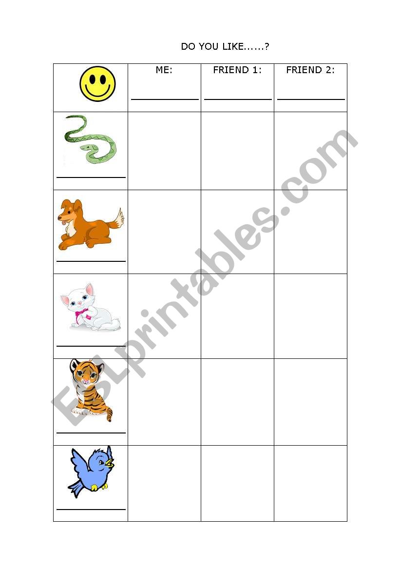 Do you like...? worksheet