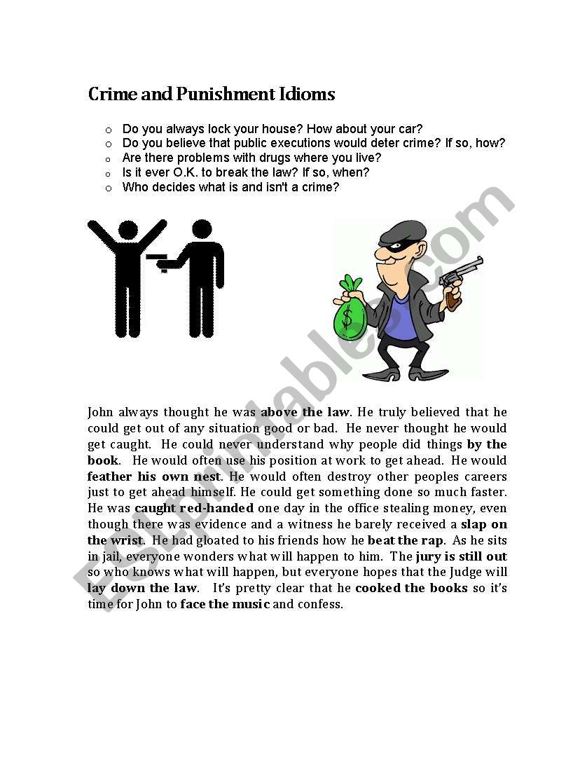 Crime and Punishment Idioms worksheet