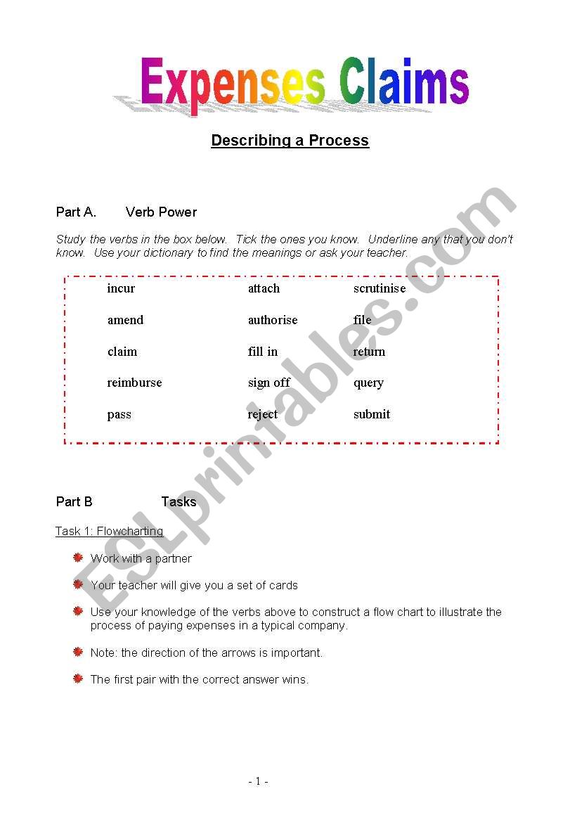 Expenses claims worksheet