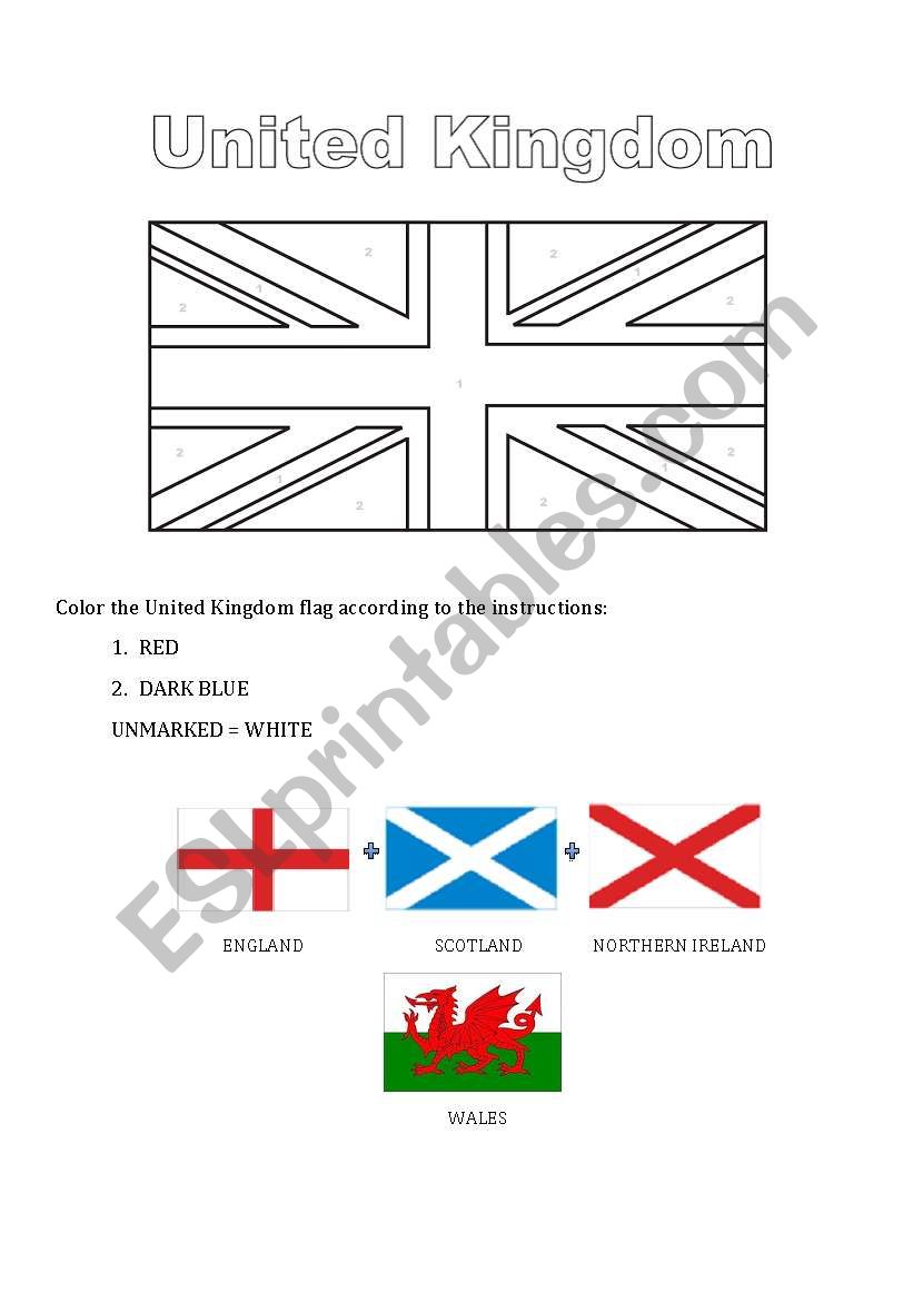 United Kindom Flag worksheet