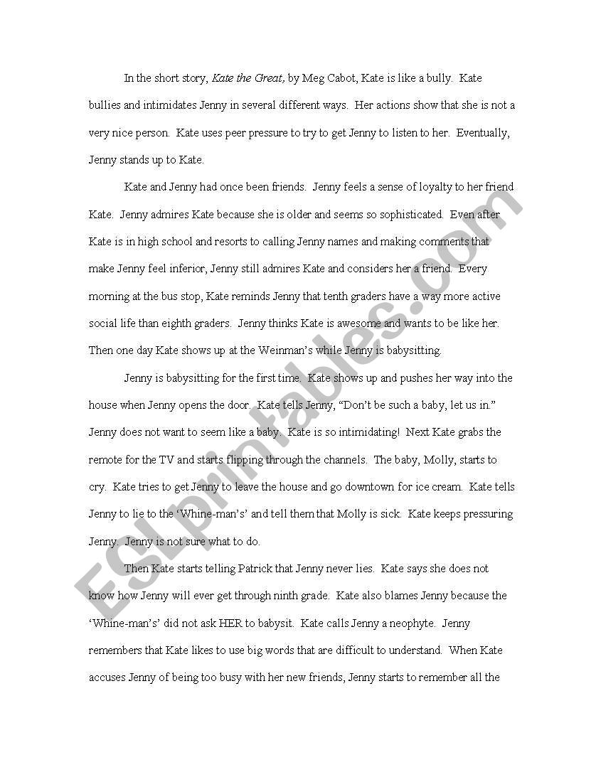 Kate the Great, A Character Essay
