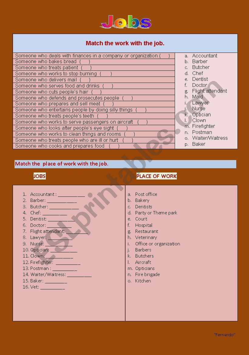 JOBS worksheet