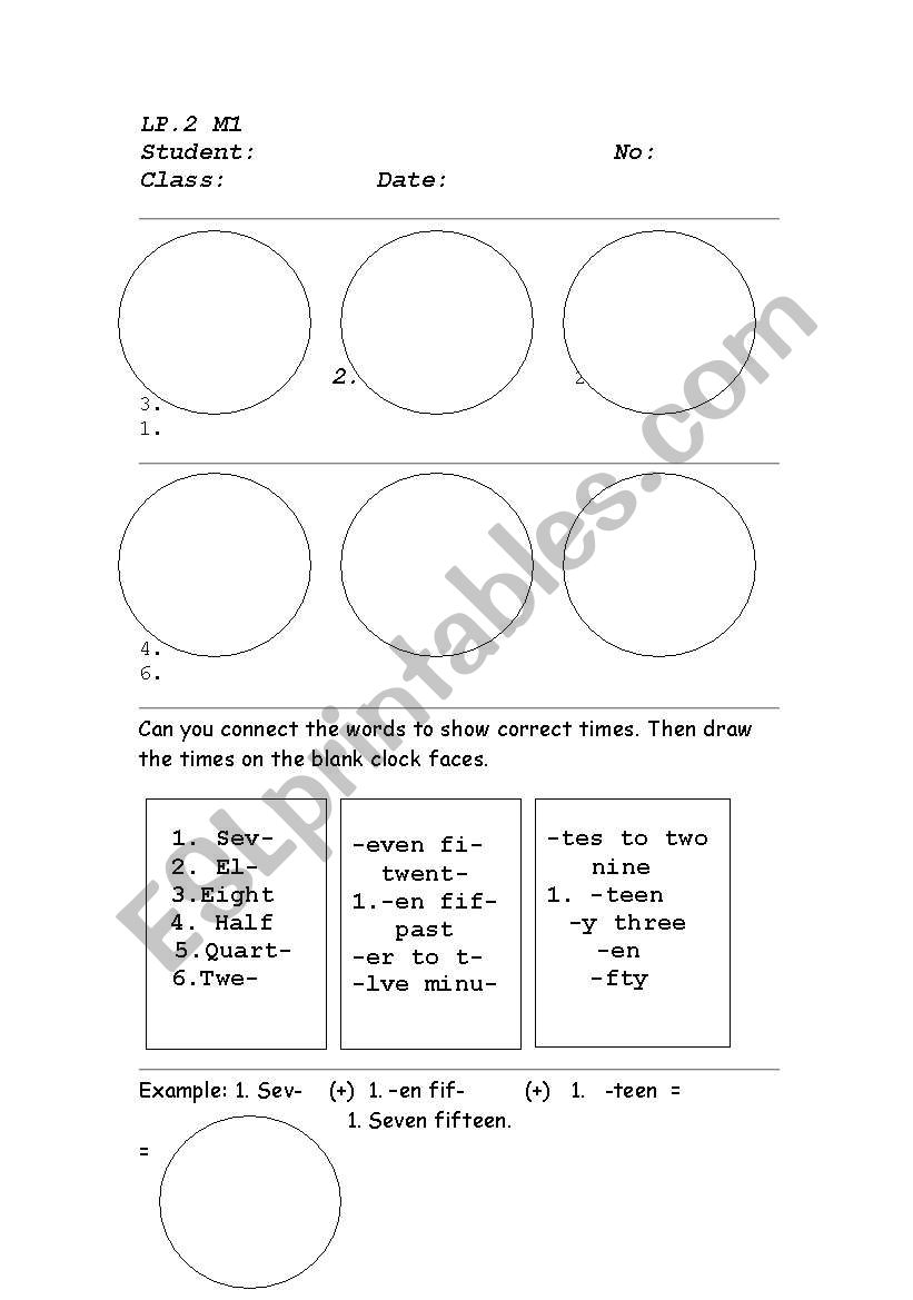 telling the time worksheet