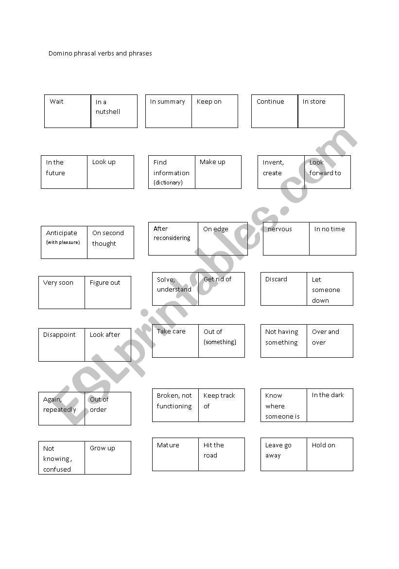 Domino Game worksheet