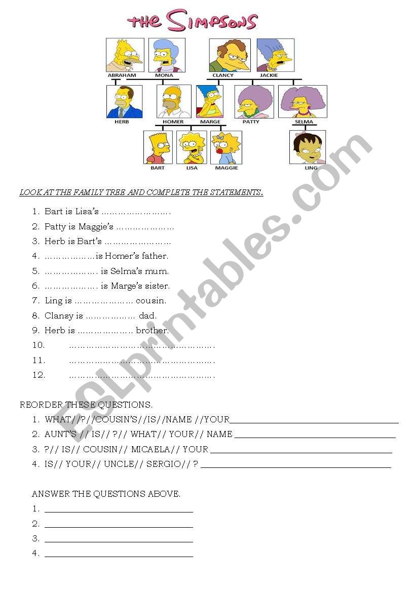 Family tree worksheet