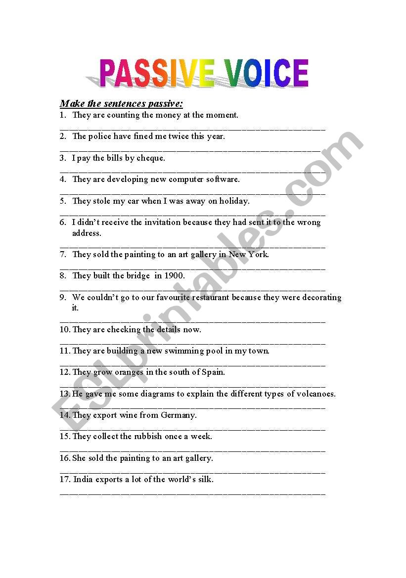 Passive voice worksheet