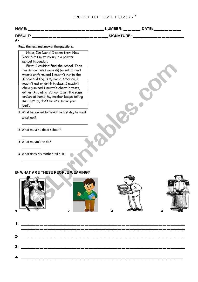 Clothes worksheet