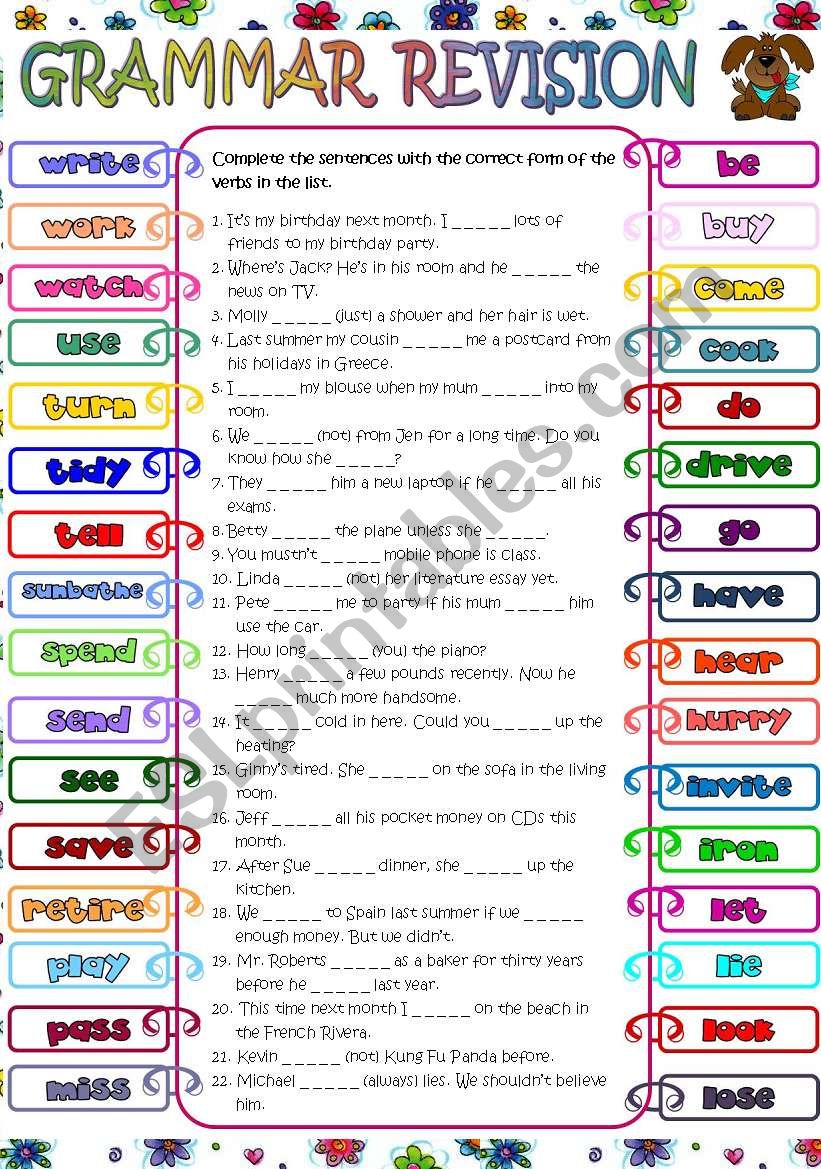 Grammar Revision (B&W + KEY included)