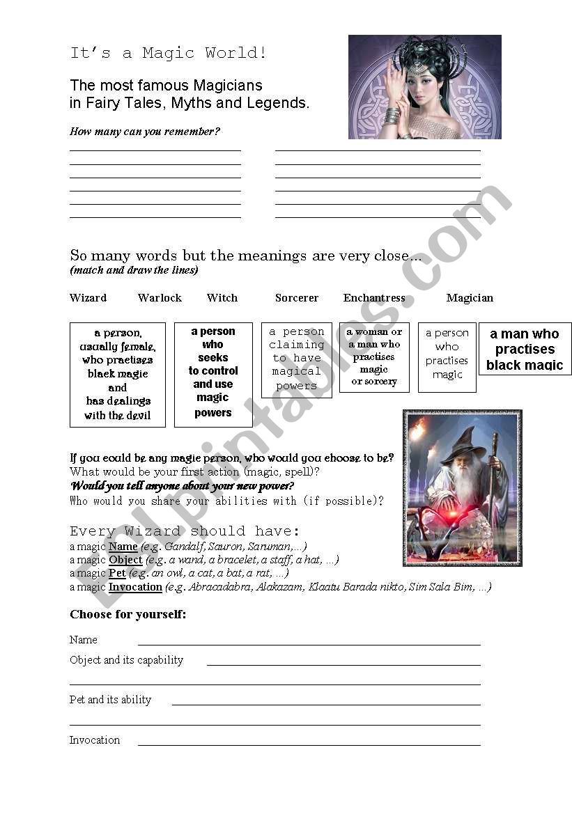 its a magic world worksheet