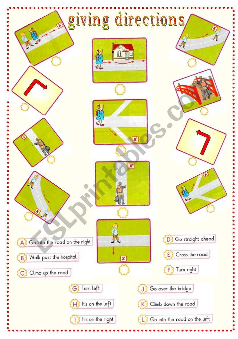 giving directions worksheet