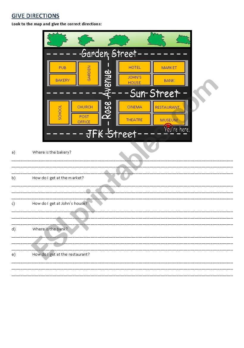 Give Directions worksheet