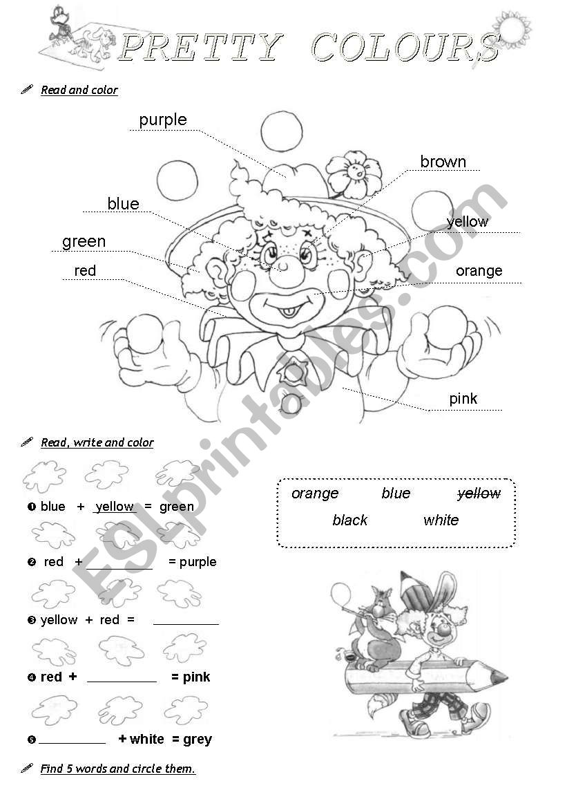 Colours worksheet