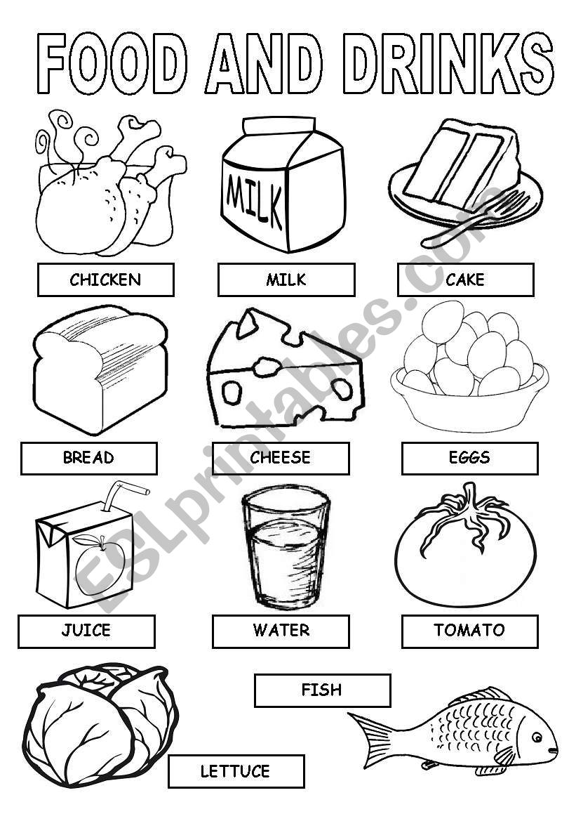 food and drinks worksheet