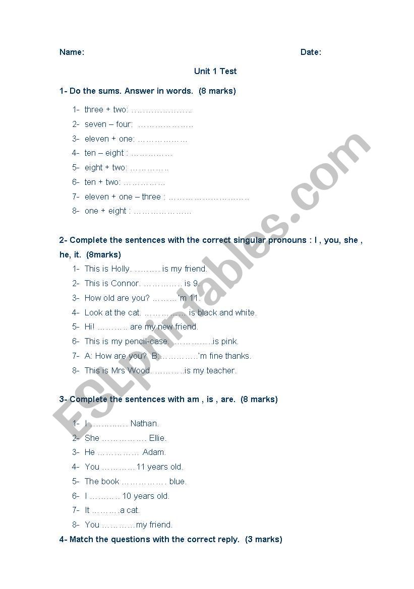test 6 grado worksheet