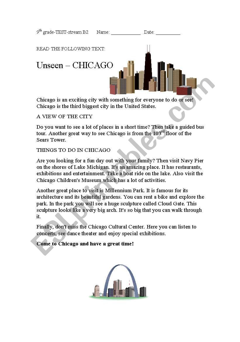 reading passage on Chicago,USA