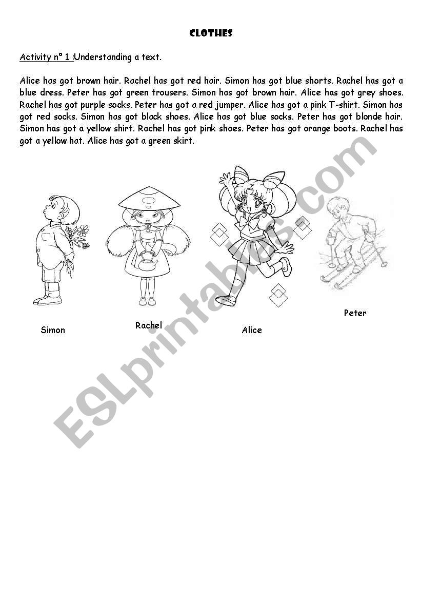 Colours and Clothes worksheet