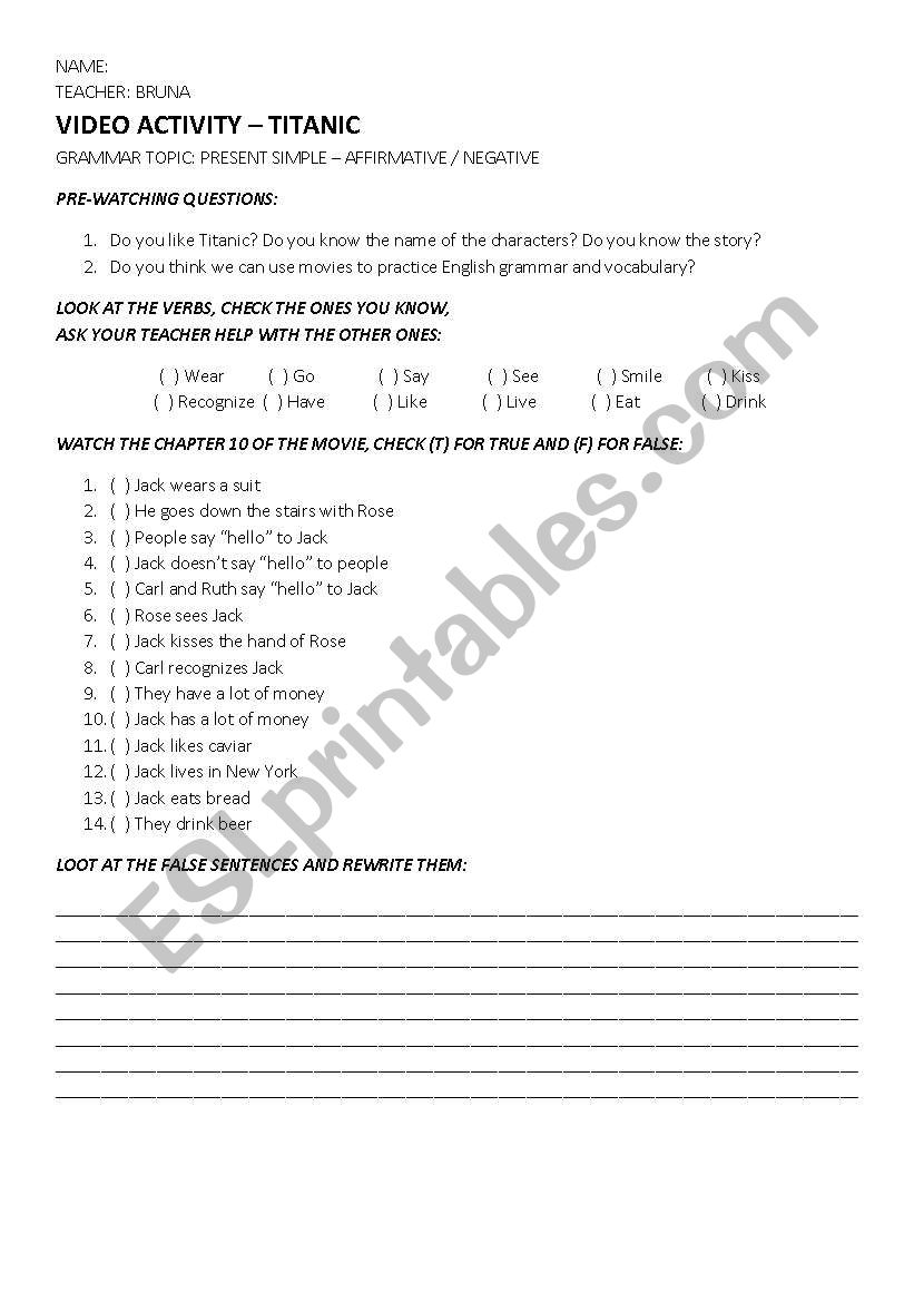 Video Activity: Titanic Chapter 10 - Present Simple