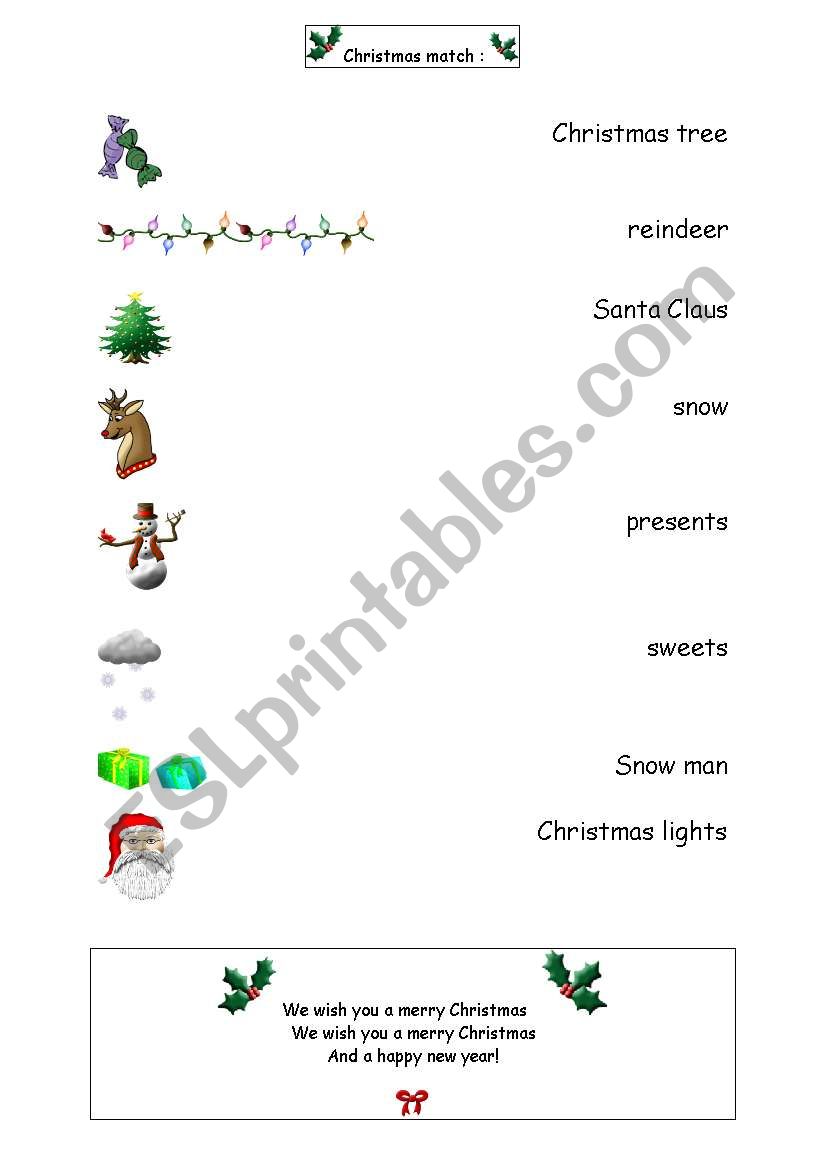 Christmas match worksheet