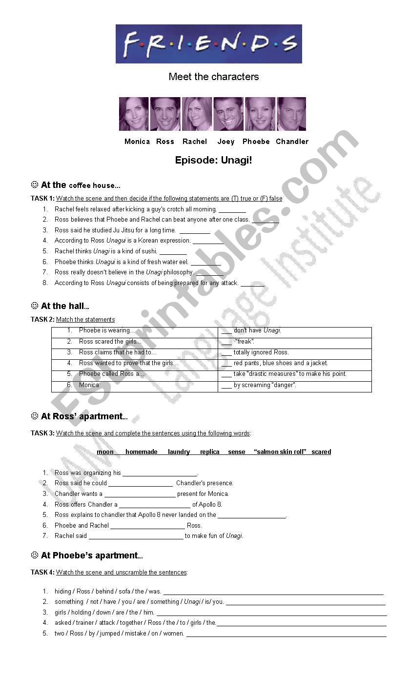 Friends  Unagi episode worksheet