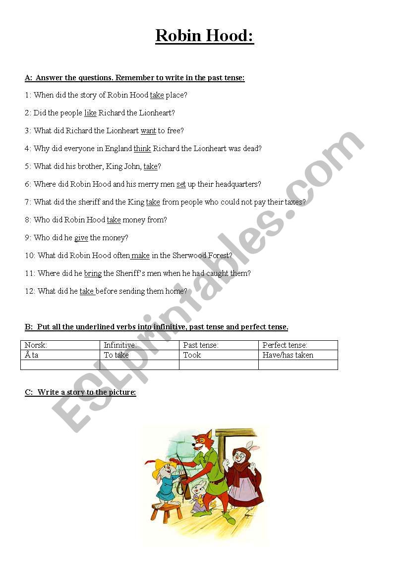 Robin Hood worksheet