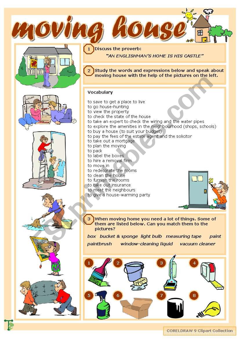 Moving house worksheet